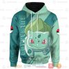 Anime Pokemon Bulbasaur 3D All Over Printed Hoodie
