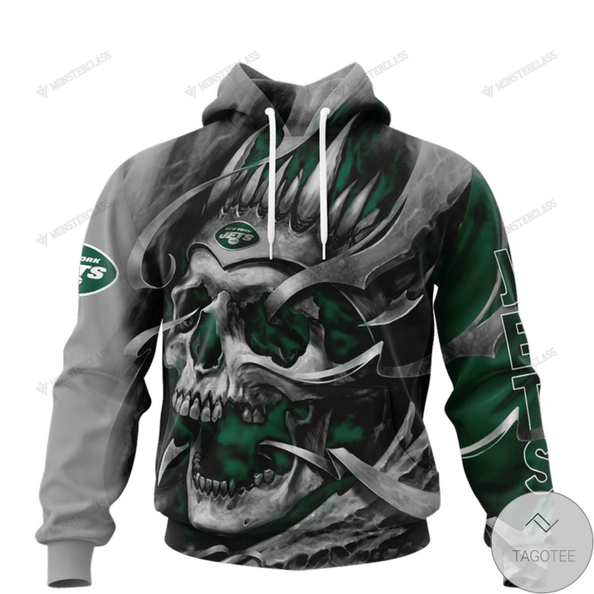 New York Jets Skull Jersey 3D Hoodie New York Jets Skull Jersey 3D Hoodie