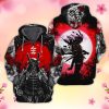 Red Moon Samurai 3D Full Print Hoodie And Shirt