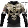 U.S. Army Skull Camo Personalized 3D Hoodie