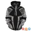 Viking Mythology Black White 3D Hoodie